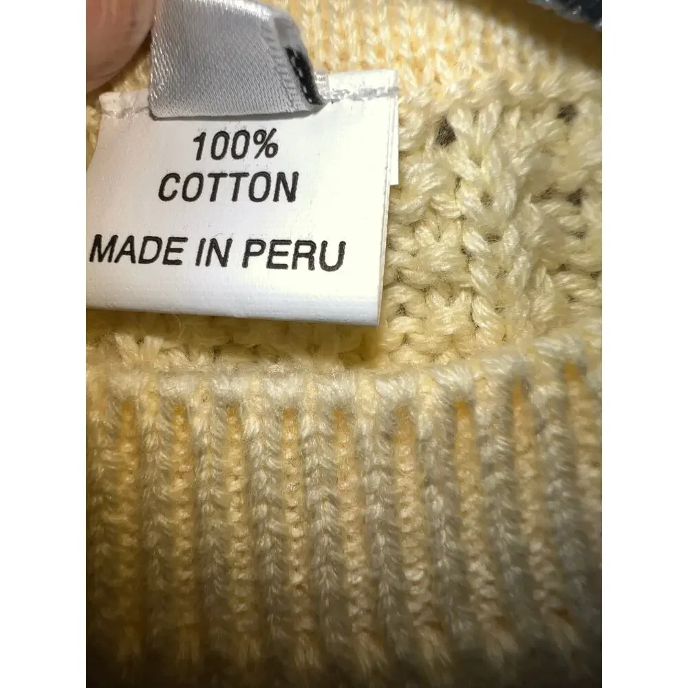Saks Fifth Ave vintage yellow ribbed knit crewneck cotton preppy sweater men SM